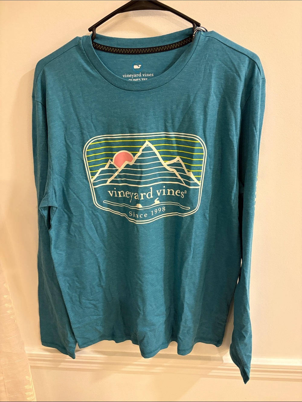 Vineyard Vines Teal Long-Sleeve Mountain Graphic Tee